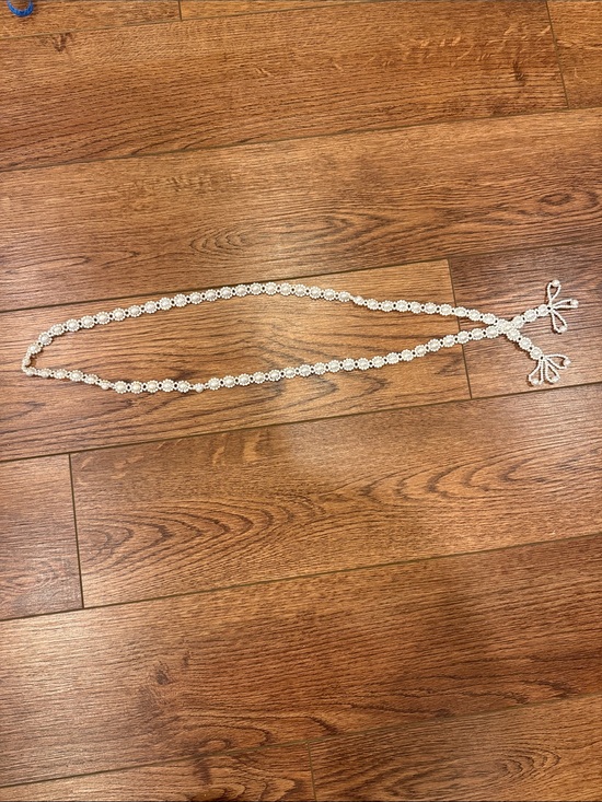 Accessories - Vintage White Beaded Floral Waist Chain - Unbranded